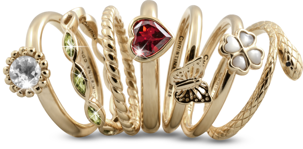 Christina forgylte ringer - lette og elegante - se dem på Guldsmykket.dk
